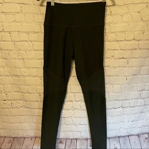 Nylora x Bandier striped mesh dark green leggings, S